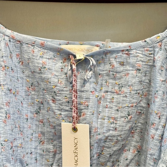 NWT LoveShackFancy Albertina Cropped Top in Bella Blue Lace details brand new​ - Picture 7 of 16